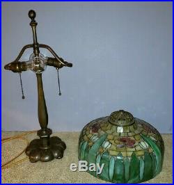 Arts & Crafts Floral Leaded Slag Stained Glass Lamp Handel Duffner Tiffany Era
