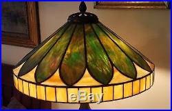 Arts & Crafts J A Whaley Leaded Slag Stained Glass Table Lamp Handel Era