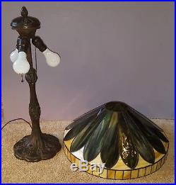 Arts & Crafts J A Whaley Leaded Slag Stained Glass Table Lamp Handel Era