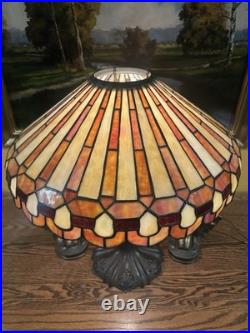 Arts Crafts Leaded Antique Vintage Slag Glass Lamp Bradley Hubbard Handel Era