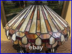Arts Crafts Leaded Antique Vintage Slag Glass Lamp Bradley Hubbard Handel Era