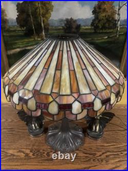 Arts Crafts Leaded Antique Vintage Slag Glass Lamp Bradley Hubbard Handel Era