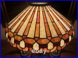 Arts Crafts Leaded Antique Vintage Slag Glass Lamp Bradley Hubbard Handel Era