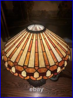 Arts Crafts Leaded Antique Vintage Slag Glass Lamp Bradley Hubbard Handel Era