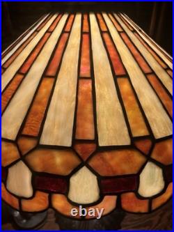 Arts Crafts Leaded Antique Vintage Slag Glass Lamp Bradley Hubbard Handel Era