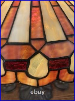 Arts Crafts Leaded Antique Vintage Slag Glass Lamp Bradley Hubbard Handel Era