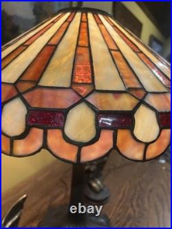 Arts Crafts Leaded Antique Vintage Slag Glass Lamp Bradley Hubbard Handel Era