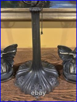 Arts Crafts Leaded Antique Vintage Slag Glass Lamp Bradley Hubbard Handel Era