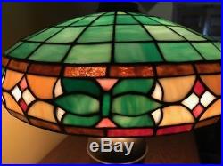Arts Crafts Leaded Slag Glass Antique Vintage Lamp Bradley Hubbard Handel Era nr