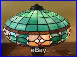 Arts Crafts Leaded Slag Glass Antique Vintage Lamp Bradley Hubbard Handel Era nr