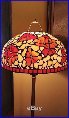 Arts Crafts Leaded Stained Slag Glass Lamp Shade Tiffany Handel 1930-50 Mosaic