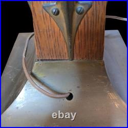 Arts & Crafts Limbert Style Lamp Oak Slag Glass