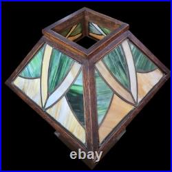 Arts & Crafts Limbert Style Lamp Oak Slag Glass Arts & Crafts Limbert Style Lamp Oak Slag Glass