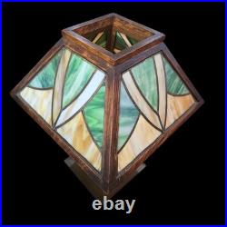 Arts & Crafts Limbert Style Lamp Oak Slag Glass Arts & Crafts Limbert Style Lamp Oak Slag Glass