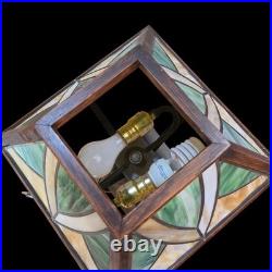 Arts & Crafts Limbert Style Lamp Oak Slag Glass Arts & Crafts Limbert Style Lamp Oak Slag Glass