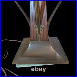 Arts & Crafts Limbert Style Lamp Oak Slag Glass