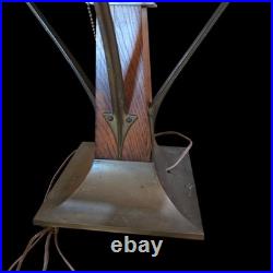 Arts & Crafts Limbert Style Lamp Oak Slag Glass