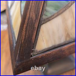 Arts & Crafts Limbert Style Lamp Oak Slag Glass