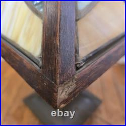 Arts & Crafts Limbert Style Lamp Oak Slag Glass Arts & Crafts Limbert Style Lamp Oak Slag Glass