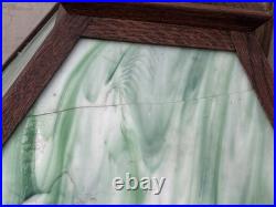 Arts & Crafts Mission Oak Green Slag Glass Table Lamp 24 WB Brown #223 Pat 1906