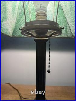 Arts & Crafts Mission Table Lamp Green Slag Glass Shade Excellent Condition