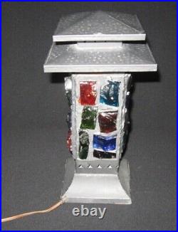 Arts & Crafts Movement Style Lamp Multi color Raw Slag Glass 12 1/2 inches tall
