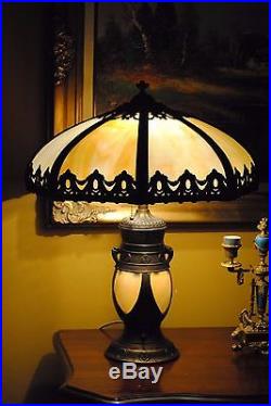 Arts&Crafts, Nouveau, B&H, Miller, Handel Era Lighthouse Leaded Slag Glass Lamp