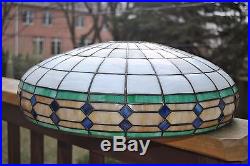 Arts & Crafts, Nouveau Bradley&Hubbard Era Leaded Stained Slag Glass Lamp Shade