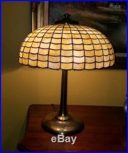Arts & Crafts, Nouveau Colonial Art Glass Co. Leaded Stained Slag Lamp, circa 1909