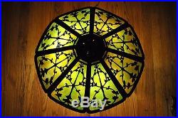 Arts&Crafts, Nouveau, Deco, Miller, Bradley&Hubbard Stained Slag Glass Lamp Shade