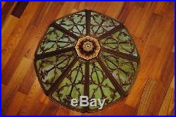 Arts&Crafts, Nouveau, Deco, Miller, Bradley&Hubbard Stained Slag Glass Lamp Shade