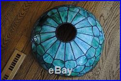 Arts & Crafts, Nouveau Double Signed Handel Leaded Stained Slag Glass Lamp
