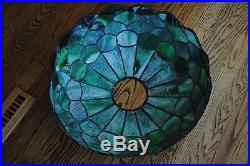 Arts & Crafts, Nouveau Double Signed Handel Leaded Stained Slag Glass Lamp
