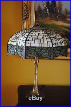 Arts & Crafts, Nouveau Era Handel Leaded Slag Glass Lamp