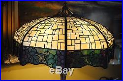 Arts & Crafts, Nouveau Era Handel Leaded Slag Glass Lamp