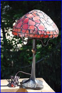 Arts&Crafts, Nouveau, French, Austrian, Handel Era Leaded Stained Slag Glass Lamp