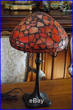 Arts&Crafts, Nouveau, French, Austrian, Handel Era Leaded Stained Slag Glass Lamp