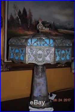 Arts&Crafts, Nouveau, Miller, Handel Era Lighthouse, Stained, Leaded Slag Glass Lamp