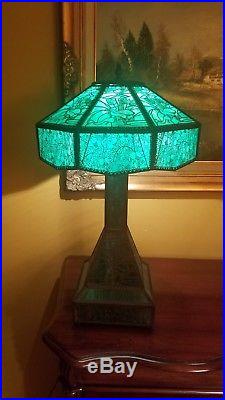 Arts & Crafts, Nouveau Riviere Studios Style Lighthouse Slag Glass Lamp