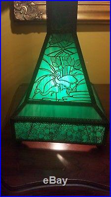 Arts & Crafts, Nouveau Riviere Studios Style Lighthouse Slag Glass Lamp