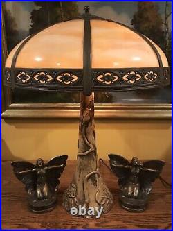Arts Crafts Nouveau Slag Glass Antique Vintage Lamp Handel Bradley Hubbard Era