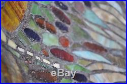Arts & Crafts, Nouveau Tiffany Studios Style Leaded Stained Slag Glass Lamp Shade