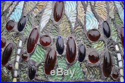 Arts & Crafts, Nouveau Tiffany Studios Style Leaded Stained Slag Glass Lamp Shade