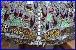 Arts & Crafts, Nouveau Tiffany Studios Style Leaded Stained Slag Glass Lamp Shade