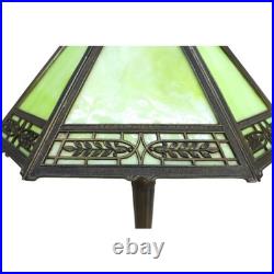 Arts & Crafts Pittsburg 8-Panel Slag Glass Table Lamp Signed C1920