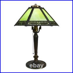 Arts & Crafts Pittsburg 8-Panel Slag Glass Table Lamp Signed C1920 Arts & Crafts Pittsburg 8-Panel Slag Glass Table Lamp Signed C1920