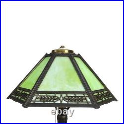 Arts & Crafts Pittsburg 8-Panel Slag Glass Table Lamp Signed C1920