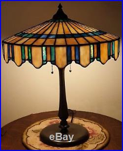Arts & Crafts Prairie Style Gorham Leaded Slag Stained Glass Lamp Handel Era