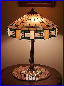 Arts & Crafts R Williamson Leaded Slag Stained Glass Lamp Handel Tiffany Era