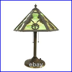 Arts & Crafts Rainaud 6 Panel Slag Glass Lamp, Manner Of Bradley & Hubbard c1920